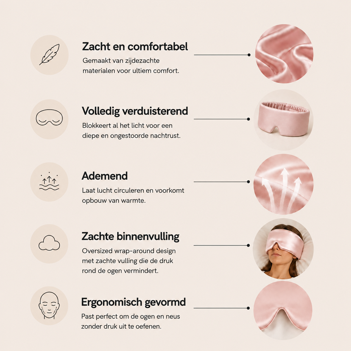 BeeNight Zijden Slaapmasker - verduisterend zonder druk
