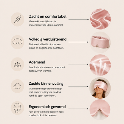 BeeNight Zijden Slaapmasker - verduisterend zonder druk